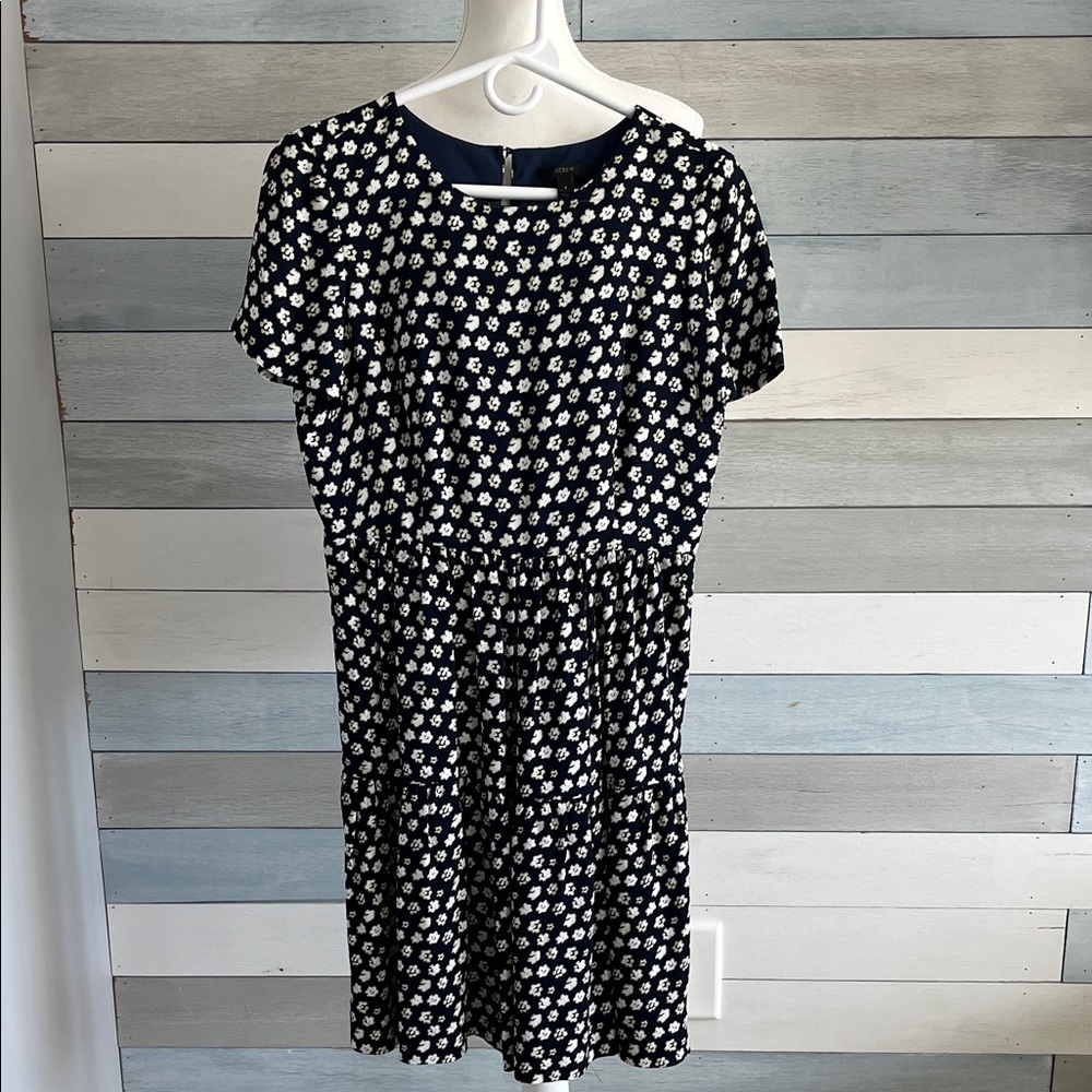 J. Crew Navy and White Floral Midi Dress